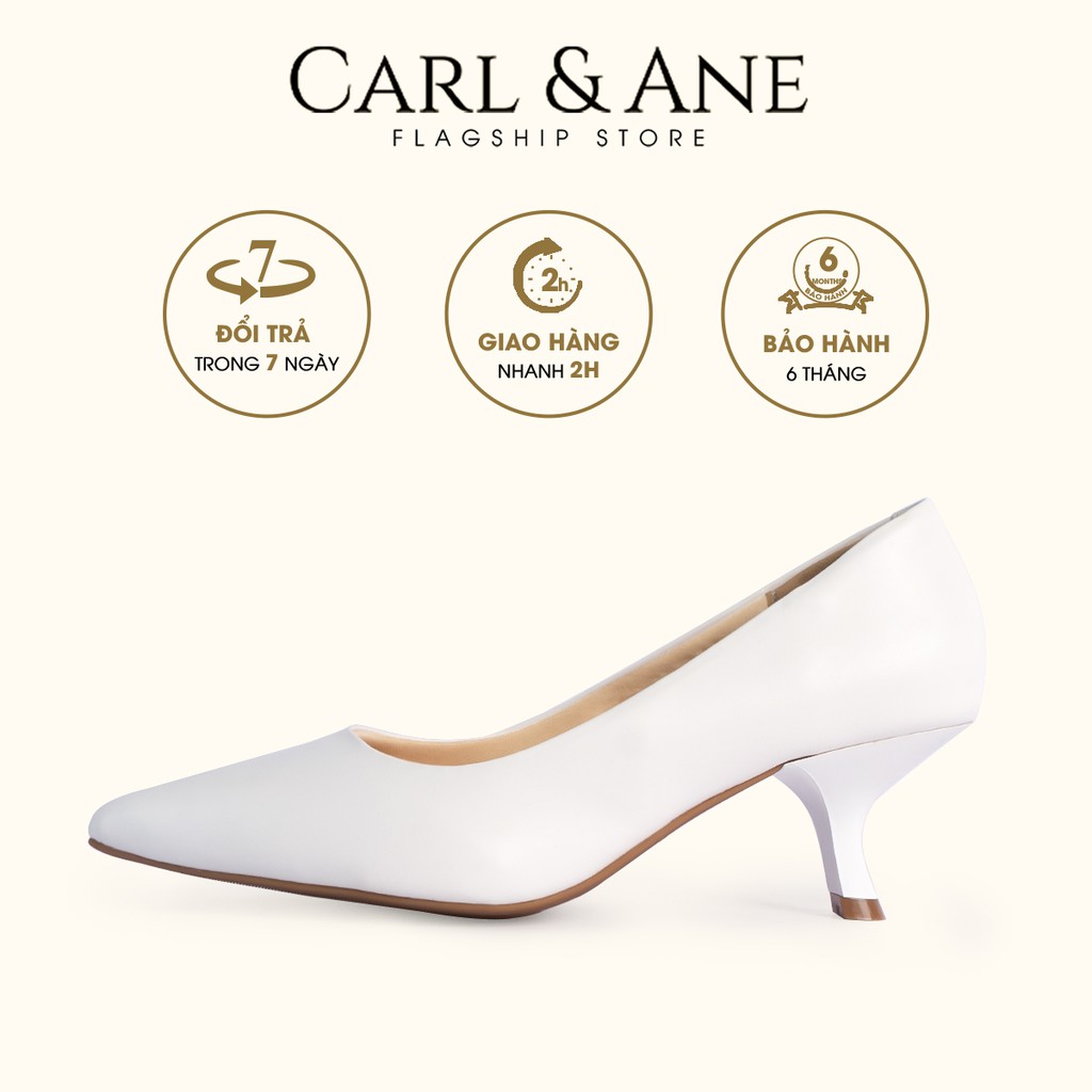 Carl &amp; Ane - Giày cao gót nữ mũi nhọn kiểu dáng công sở cao 6cm màu trắng _ CP010