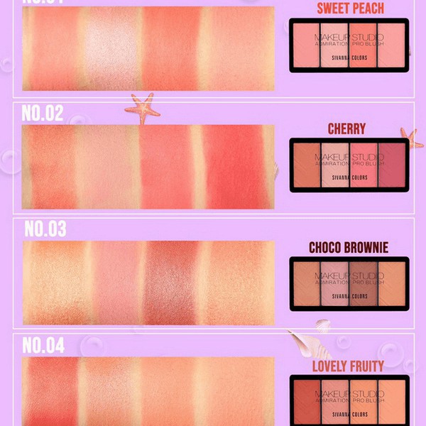 Bảng Má 4 ô Sivanna Makeup Studio Admiration Pro Blush HF5002