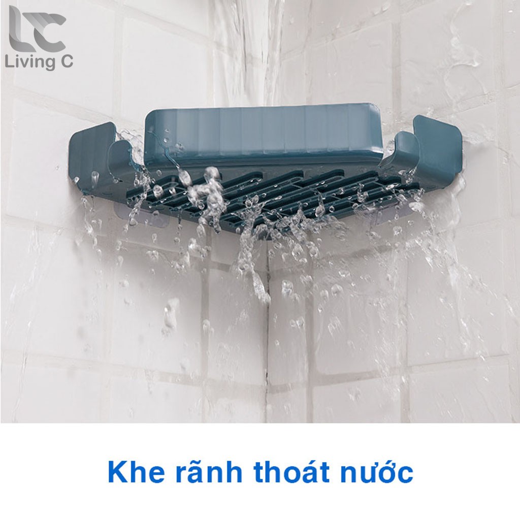 Kệ góc tam giác Living C , kệ góc tam giác dán góc tường nhà tắm phòng bếp treo để đồ đa năng cao cấp _K85