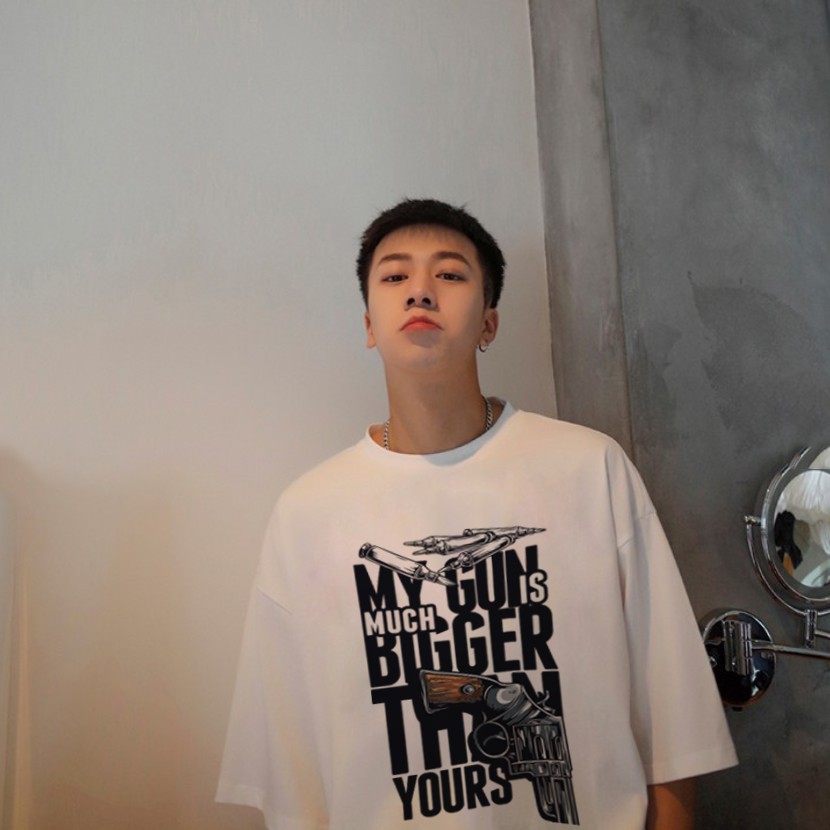 Áo phông unisex tee big logo My Gun Áo thun tay lỡ nam nữ form rộng basic oversize streetwear | BigBuy360 - bigbuy360.vn