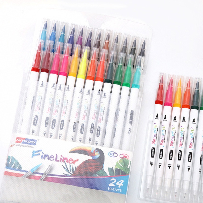 Seng Set 12 / 18 / 24 Cọ Vẽ Màu Nước Hai Đầu Tiện Dụng