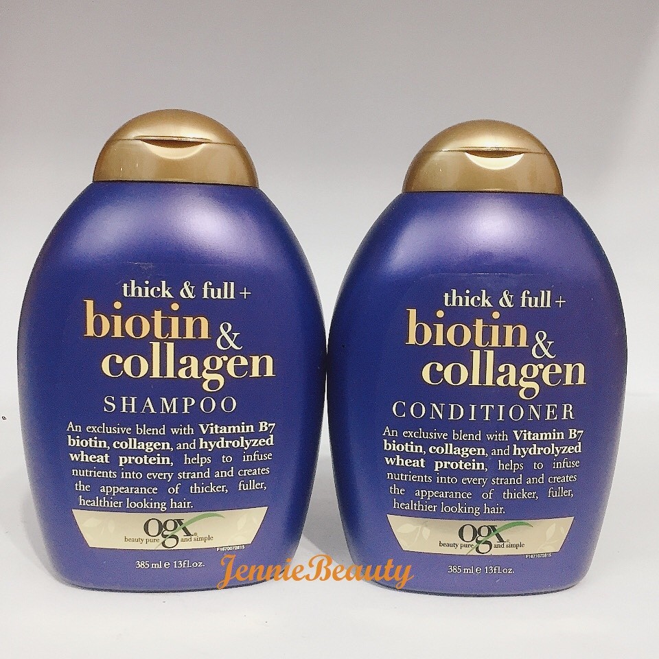 [Hàng USA] Dầu gội – Dầu xả kích thích mọc tóc OGX Thick & Full Biotin and Collagen Shampoo/ Conditioner (385ml)