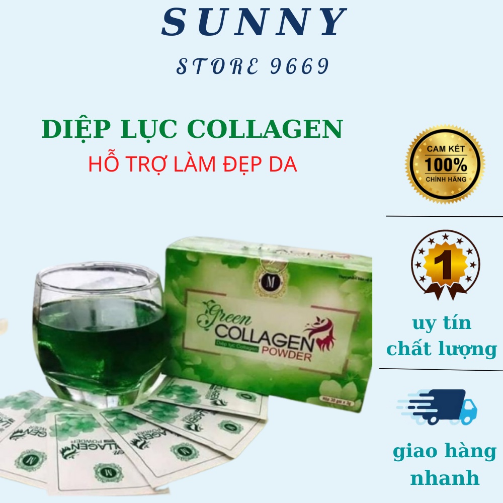 Diệp lục collagen green colagen  hỗ trợ làm đẹp da giảm thâm nám mờ tàn nhang bổ sung vitamin khoáng chất từ rau xanh