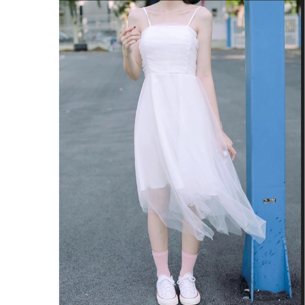 Đầm Nữ Hai Dây Maiden dress Thiết Kế Dây Rúm CaoCaobycaochen 2 Màu Đen Trắng Có Bigsize