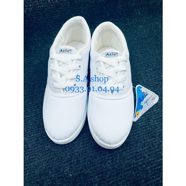 Giày thể thao ASIA da SI trắng cột học sinh BÉ gái bé trai