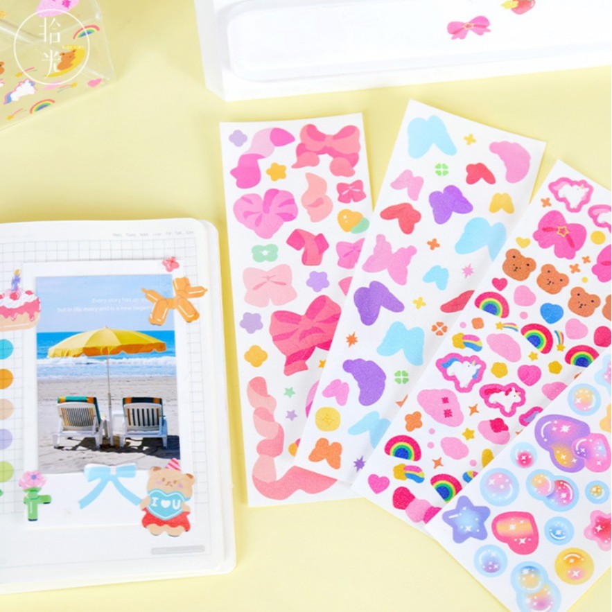 Sticker confetti hologram Colorful ribbon hình dán PET dễ thương trang trí sổ idol polaroid | BST097