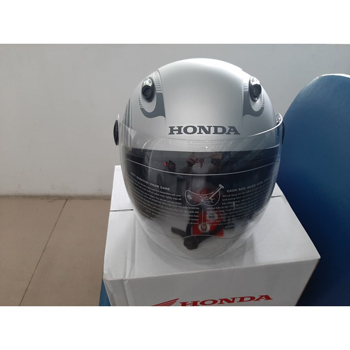 Mũ bảo hiểm 3/4 đầu Honda dáng thể thao - BẠC (Bảo hành 6 tháng)