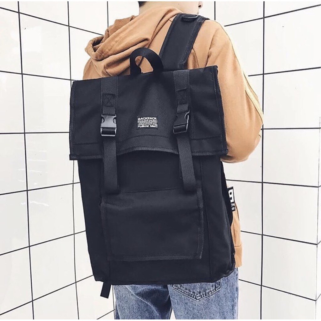 túi máy tính xách tay cho nữ BALO ULZZANG BASIC ( chống nước ) ( 2 khoá nhựa đen song song) - B09 | BigBuy360 - bigbuy360.vn