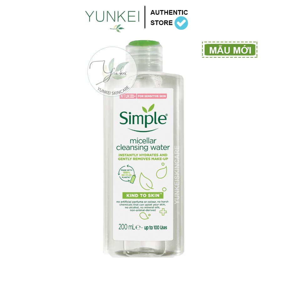 Nước tẩy trang Simple Kind to Skin Micellar Cleansing Water 200ml | BigBuy360 - bigbuy360.vn