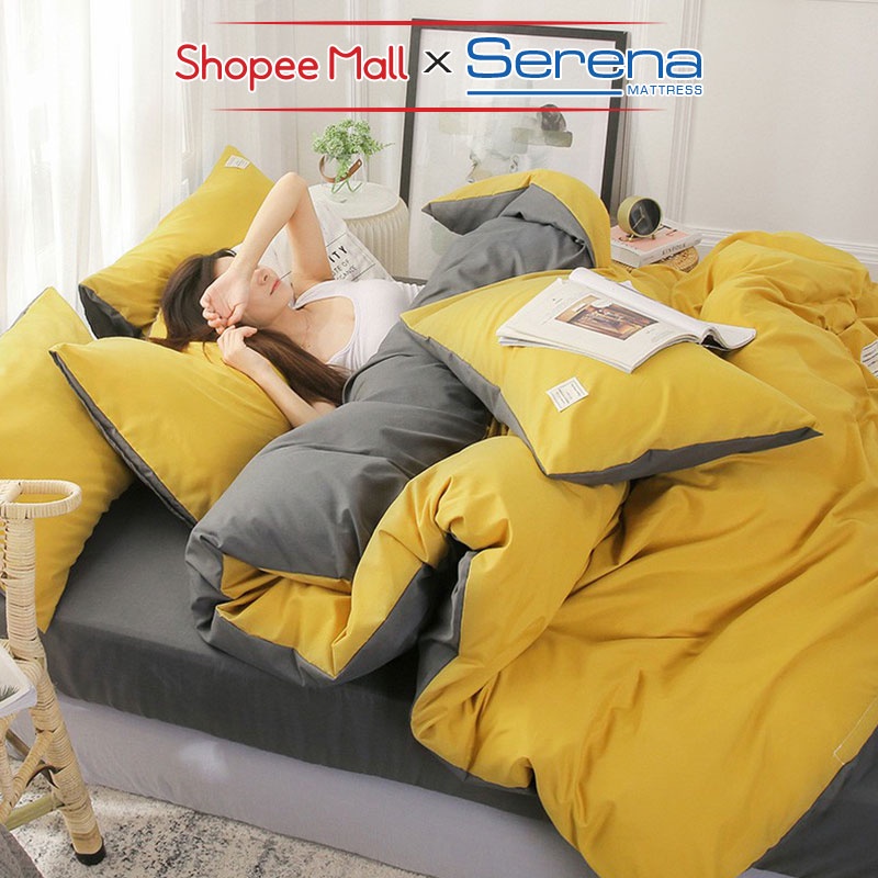 Bộ Ga Giường 5 Món Cotton Tici SERENA Chính Hãng Bộ Vỏ Chăn Ra Drap Gối Đệm Nệm Trải Phủ Bọc Giường Trần Bông Đẹp