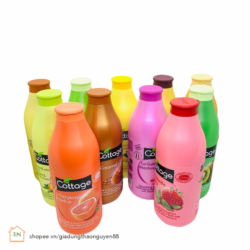Sữa Tắm Trắng Da Cottage 750ml Chiết Xuất Tự Nhiên Chính Hãng Pháp
