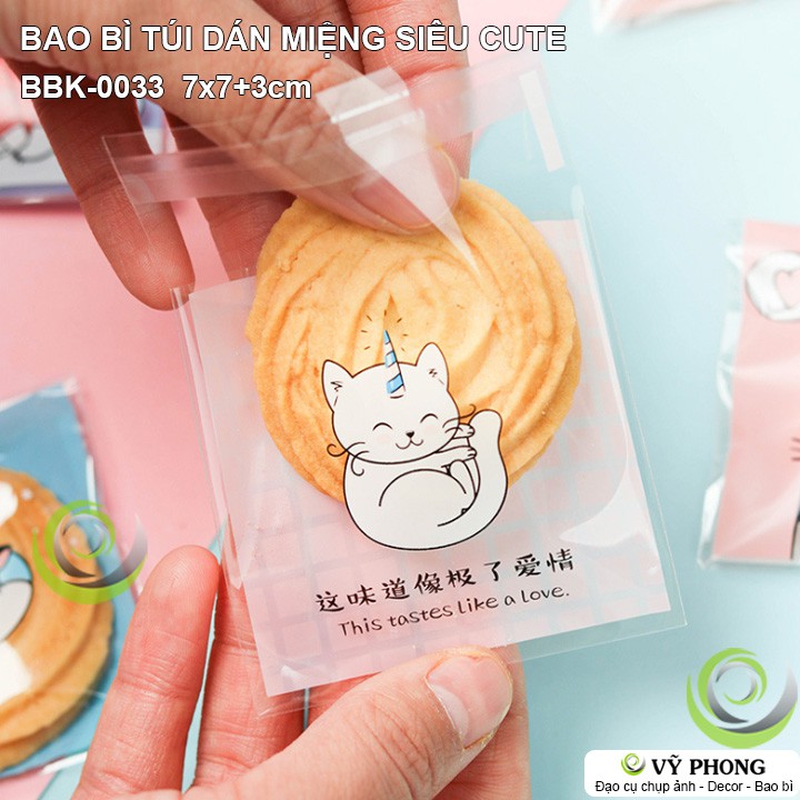 BAO BÌ TÚI DÁN MIỆNG 7x7+3cm NHIỀU KIỂU ĐỰNG BÁNH KẸO SIÊU CƯNG BBK-0033