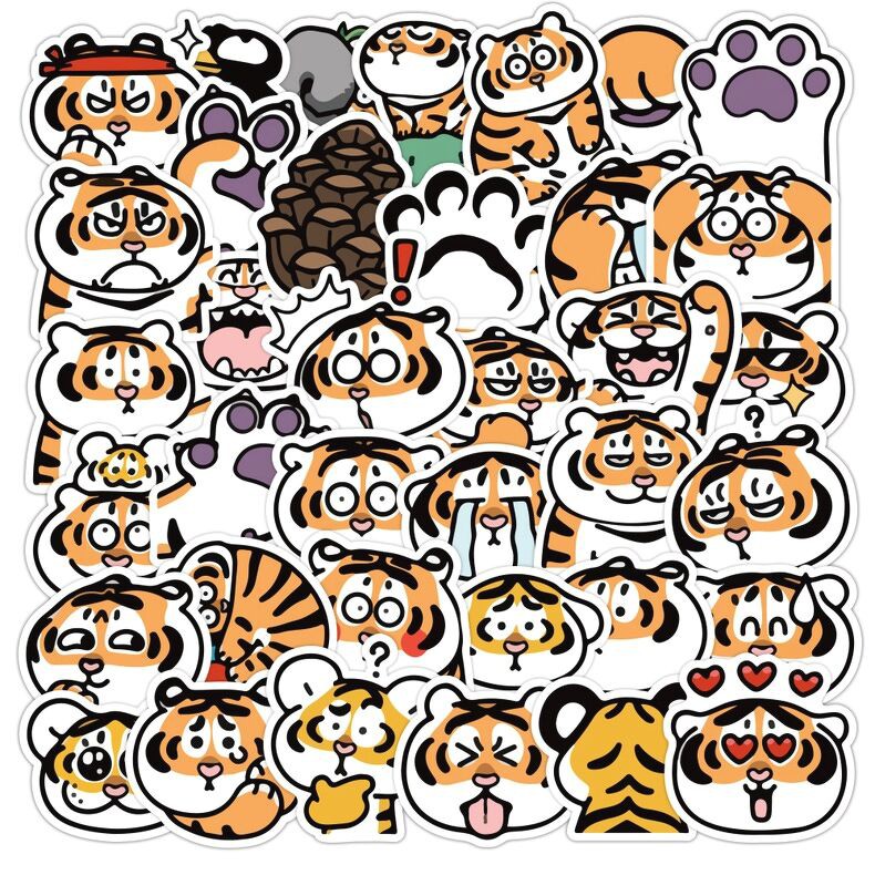 Sticker dán 40 miếng hình Mèo Capo Hổ Béo Chó Shiba Chó Bull Mèo Nyanko Among us Marvel và nhiều hình dễ thương khác