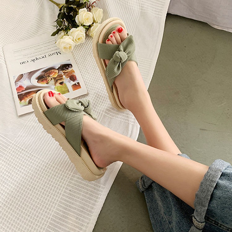 ❃♀☑Net celebrity sandals and slippers female fairy style summer outing wear ins tide 2021 new fashion sponge cake platform beach shoes