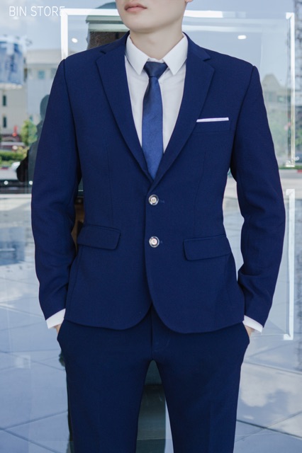 Bộ quần và áo vest mẫu 2 khuy( 2 cúc) Bộ vest nam xanh than, bộ vest chú rể, vest nam công sở,bộ comle nam chất vải đẹp,