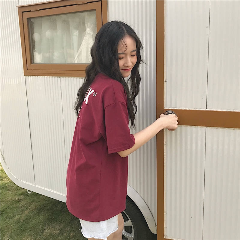 Áo phông rộng cổ tròn tay lưng phong cách Hàn Quốc thời trang