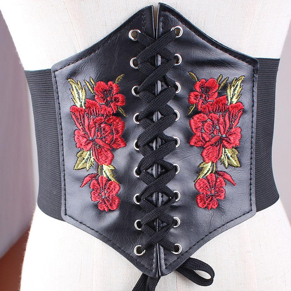 JARRED Thắt Lưng Da PU Thêu Hoa Phong Cách Retro