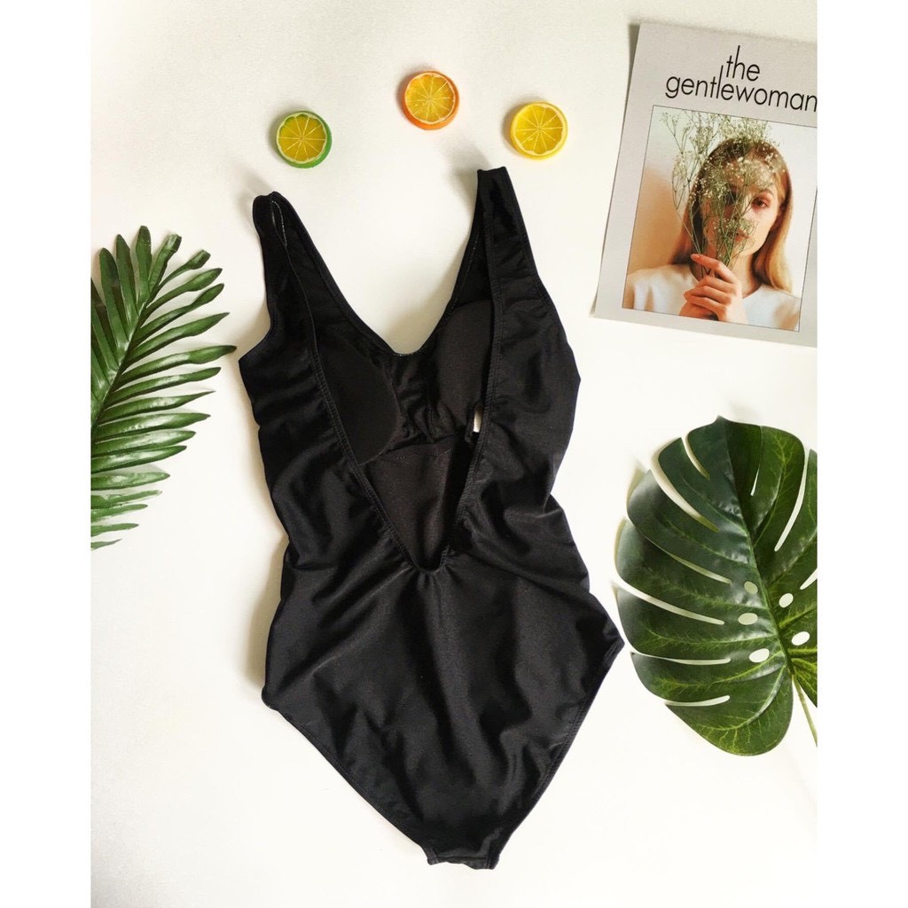 Bikini 1 Mảnh Trơn Hở Lưng Ba Màu, Bodysuit Áo Tắm Đi Biển Khoét Lưng Đơn Giản [Ảnh Chụp Thật]  - OS057