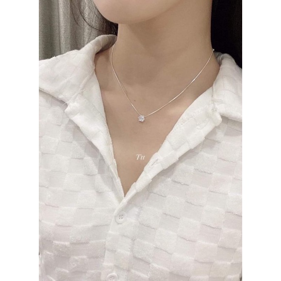Mặt dây chuyền ổ đá tròn bạc ta