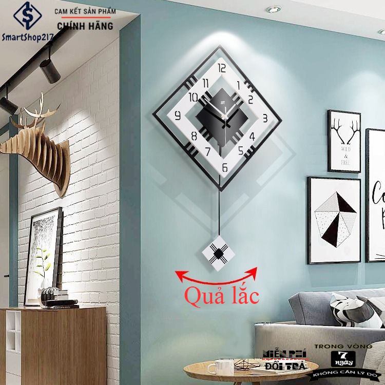 [DH-010] Đồng Hồ Treo Tường Quả Lắc Sáng Tạo (Tặng Decal trang trí + Bộ Kim dự phòng + Đinh treo chống hỏng tường)