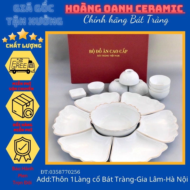 Siêu phẩm Hoa Mặt Trời-bộ đồ ăn bày mâm cơm cúng rằm và mồng 1-hàng nhà lò Bát Tràng