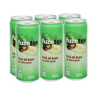 Lốc 6 lon trà bí đao la hán quả/chanh sả fuze tea 330ml