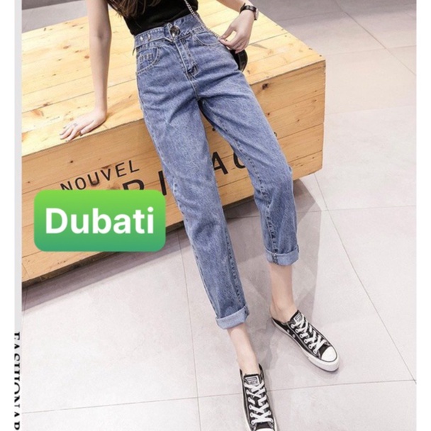 QUẦN JEAN NỮ CHẤT BÒ XANH KHÓA KIỂU CÀI NÚT DÂY LƯNG CAO NÂNG MÔNG PHONG CÁCH SÀNH ĐIỆU- DB 125- DUBATI FASHION