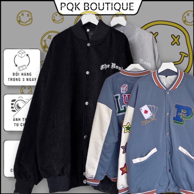 [sẵn] Áo Khoác Bomber Jacket Dáng Rộng THE NOAH và LUCKY NOAH [ nam nữ mặc ]