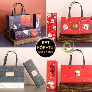 SET 2 HỘP + TÚI ĐỰNG QUÀ TẶNG BÁNH KẸO LỄ TẾT SINH NHẬT SHT-01,02