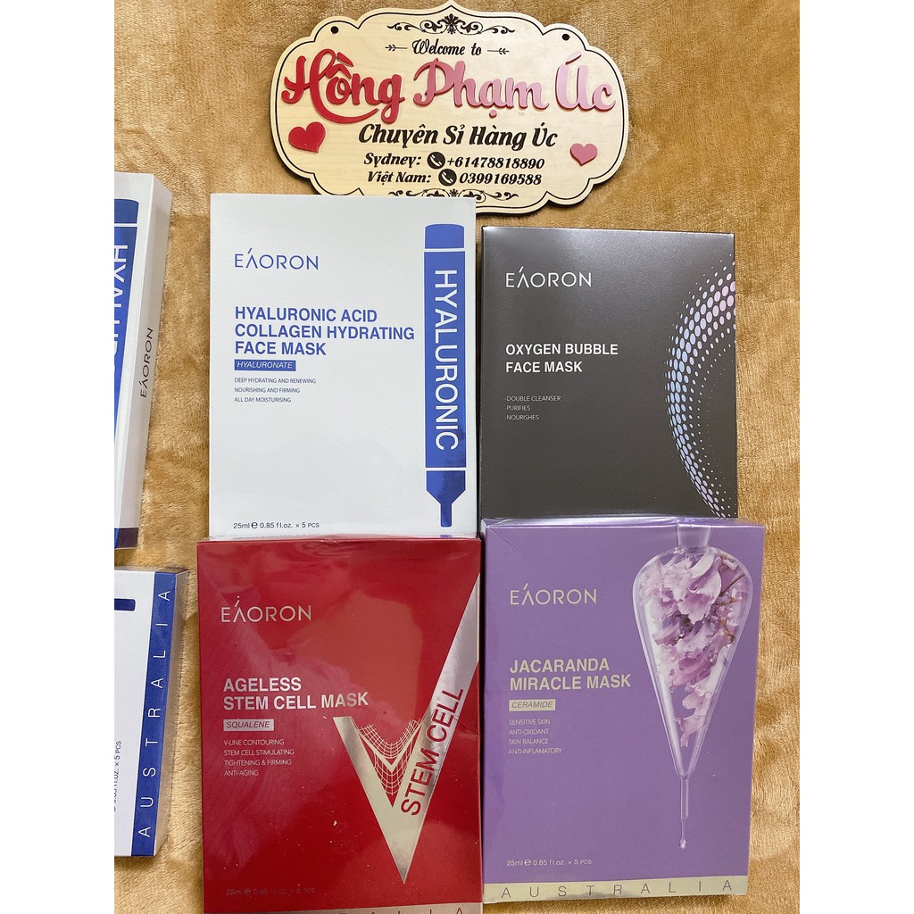 Mặt nạ căng da dưỡng trắng Eaoron Hyaluronic Acid Collagen Hydrating Face Mask 5 miếng 25ml