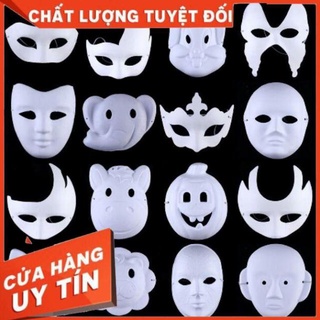 Combo 50 mặt nạ giấy bồi màu trắng cho bé vẽ trang trí
