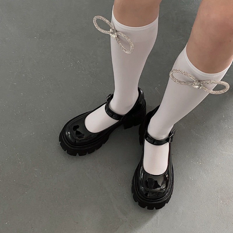 Tất Đầu Gối Chất Lụa Phối Đá Lấp Lánh Phong Cách Lolita