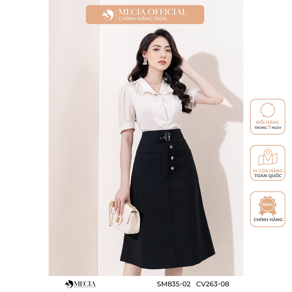 Sơ mi tay ngắn cổ bèo công sở MECIA dịu dàng SM835