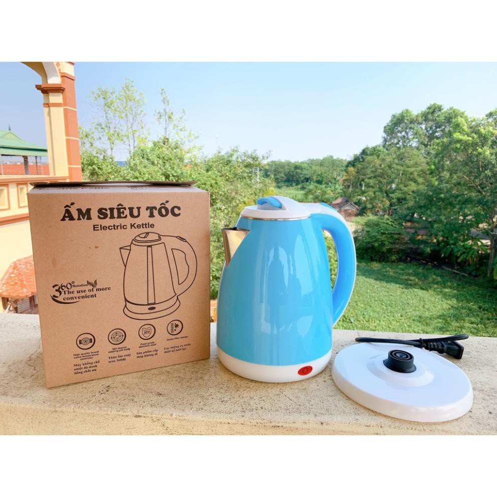 Ấm Siêu Tốc Đun Nước Electric Kettle  Dung Tích 1.8 Lít Loại 2 Lớp Màu, Bảo Hành 6 Tháng Lỗi Đổi Mới - BX