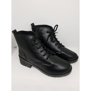 Boot da nữ, giày da nữ chiến binh - Dây buộc - Ảnh thật