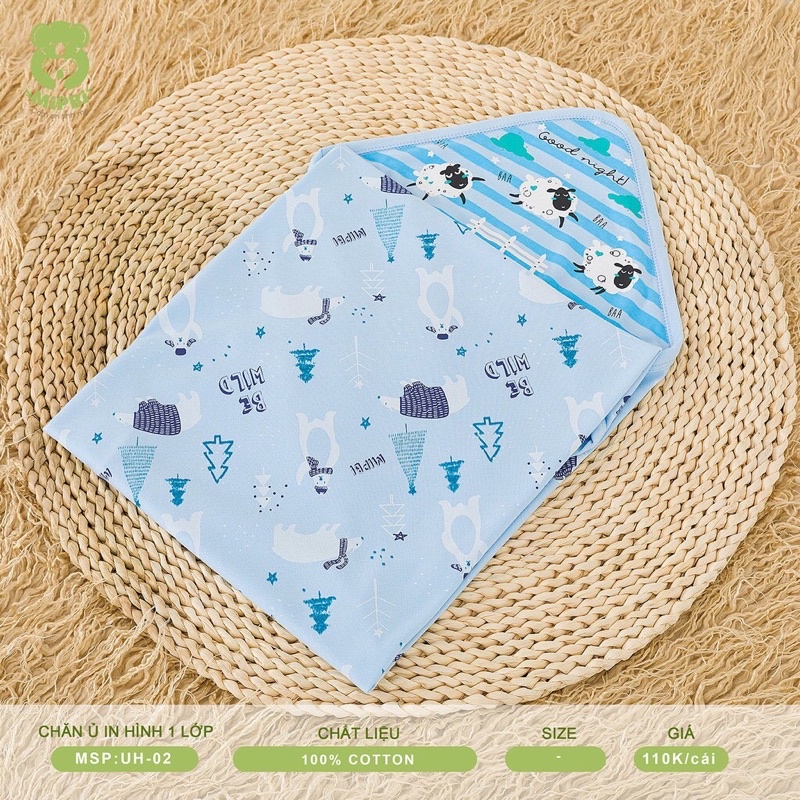 Chăn Ủ Cotton Mipbi In Hoạ Tiết Dễ Thương Cho Bé Sơ Sinh