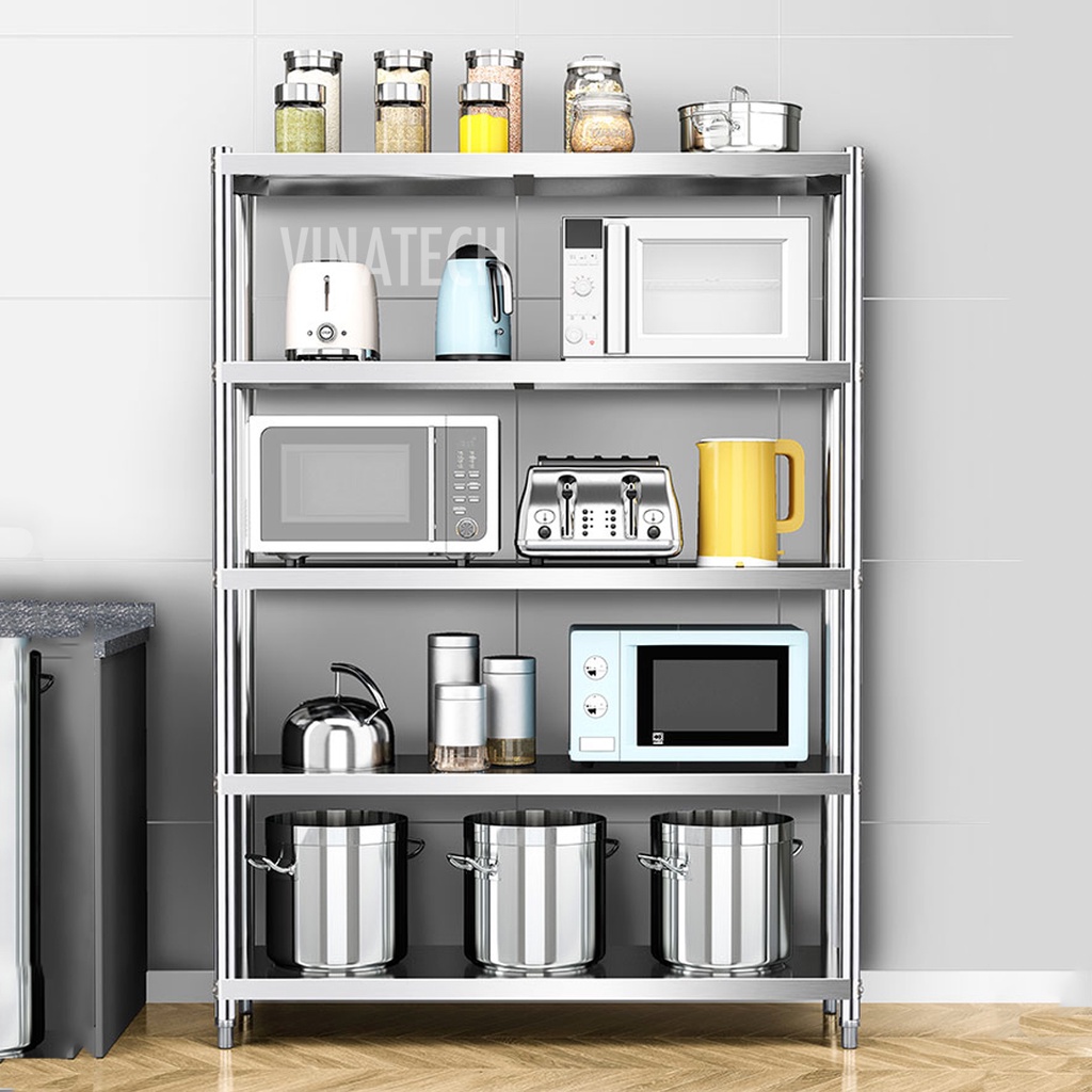 Kệ Inox 304 Để Đồ Nhà Bếp Lò Vi Sóng Đa Năng 3 4 5 Tầng Thông Minh MKS040