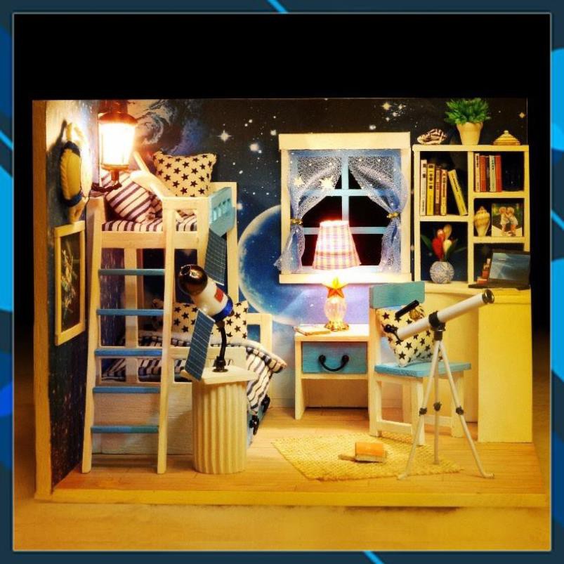 Mô hình nhà búp bê gỗ DIY Nhà búp bê có đèn Dream of Sky Toy World