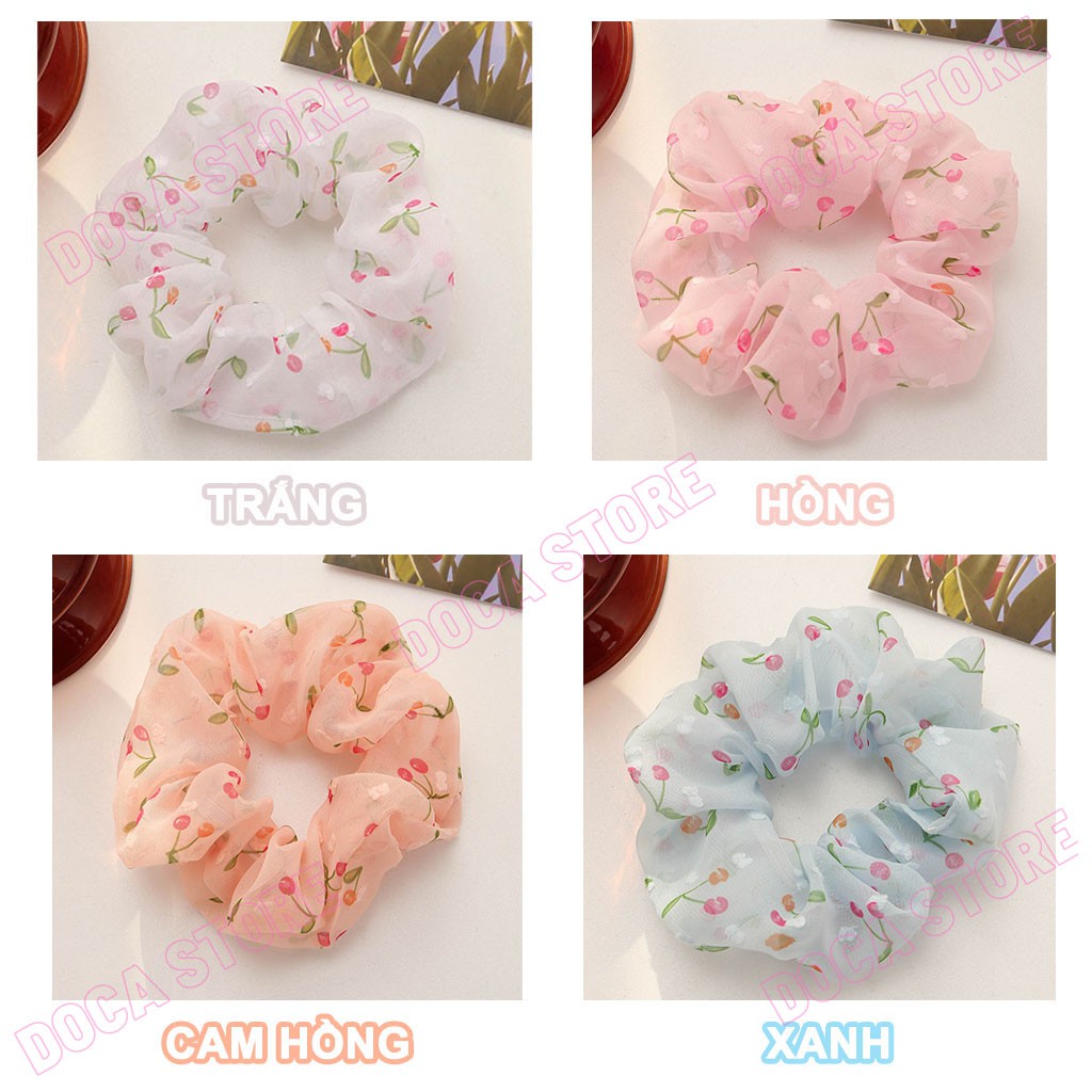 Dây cột tóc vải Scrunchies quả Anh Đào CT59