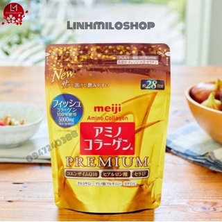 Bột Collagen Meiji Premium màu vàng mẫu mới hàng Nhật nội địa