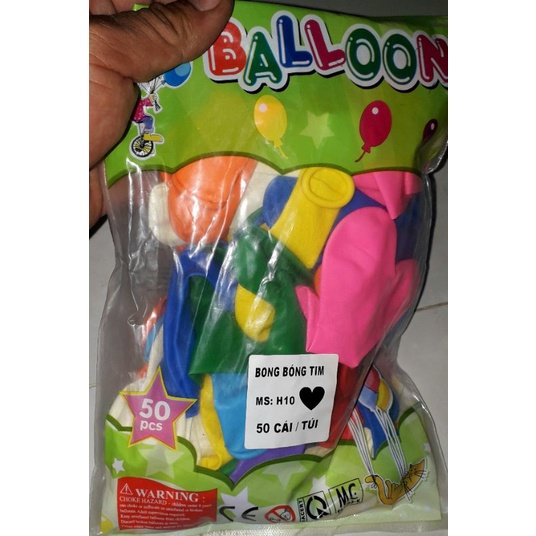 Túi 100 hoặc 50 cái bông bóng hình tròn hoặc trái tim Việt Nam