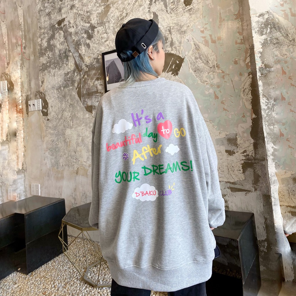 Áo Sweatshirt nỉ tay dài It's A Beautiful Day (Tặng kèm túi Tote)
