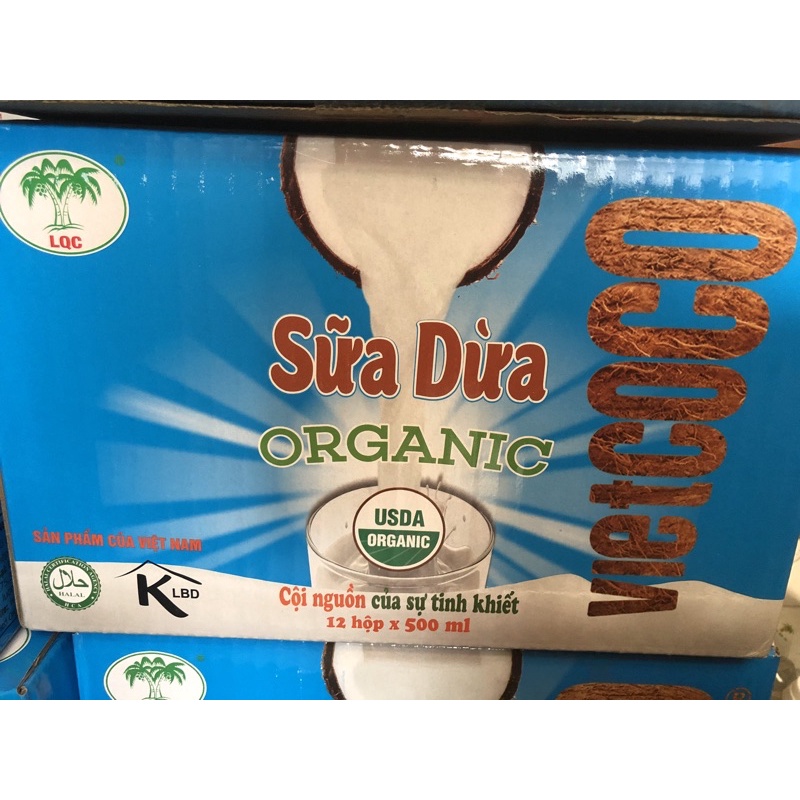 Sữa dừa Organic VietCoCo 500ml/ 1 hộp 1 thùng 12 hộp