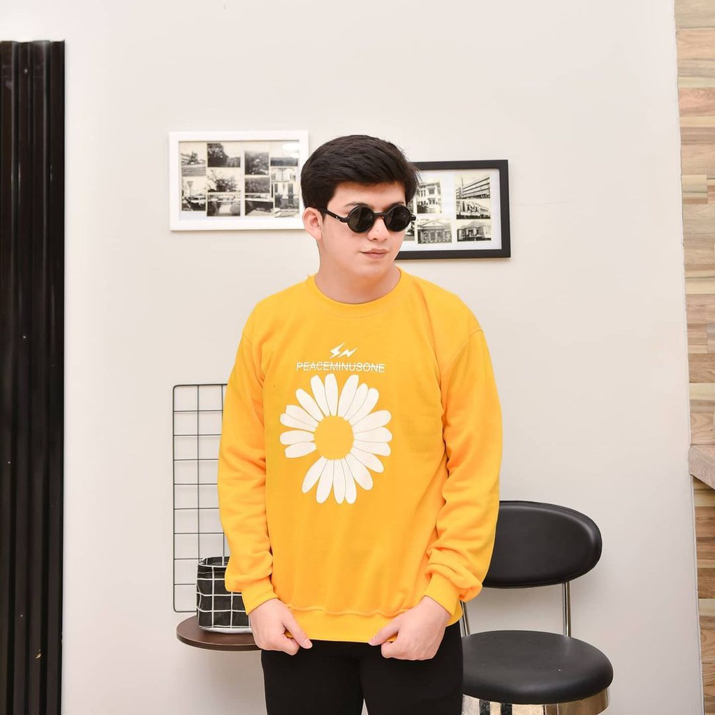 One Áo Sweater Dày Dặn In Hình Hoa Cúc Lớn Dễ Thương Xinh Xắn