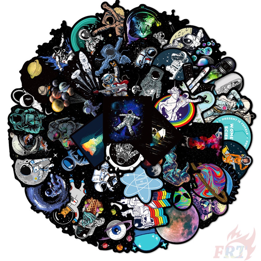 ❉ Outer Space Series 01 Classical Black &amp; White Stickers ❉ 50Pcs/Set DIY Fashion Waterproof Mixed Doodle Decals Stic