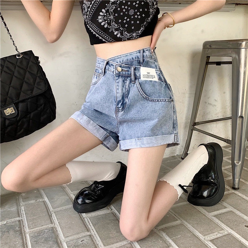 Quần Short Denim Lưng Cao Ống Rộng Thời Trang Mùa Hè Dành Cho Nữ
