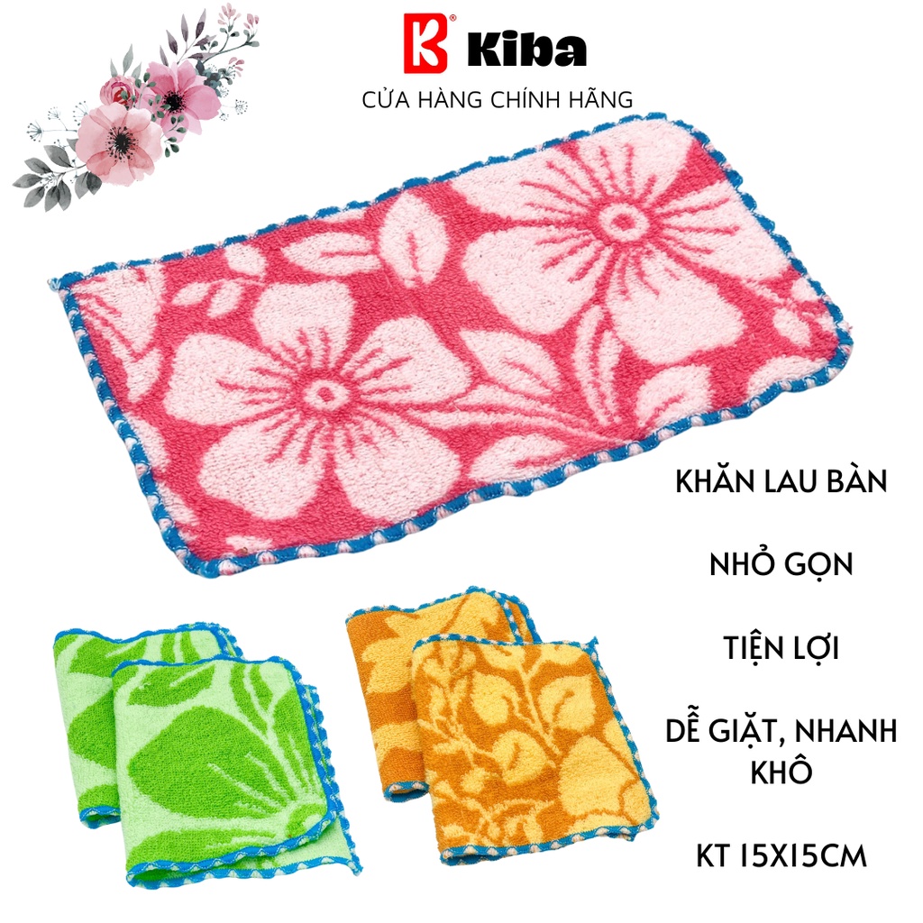 Khăn Lau Bàn, Lau Bếp KIBA Loại Nhỏ, Kích Thước 15x20cm, Chất Liệu Cotton, Nhỏ, Gọn, Dễ Giặt, Nhanh Khô