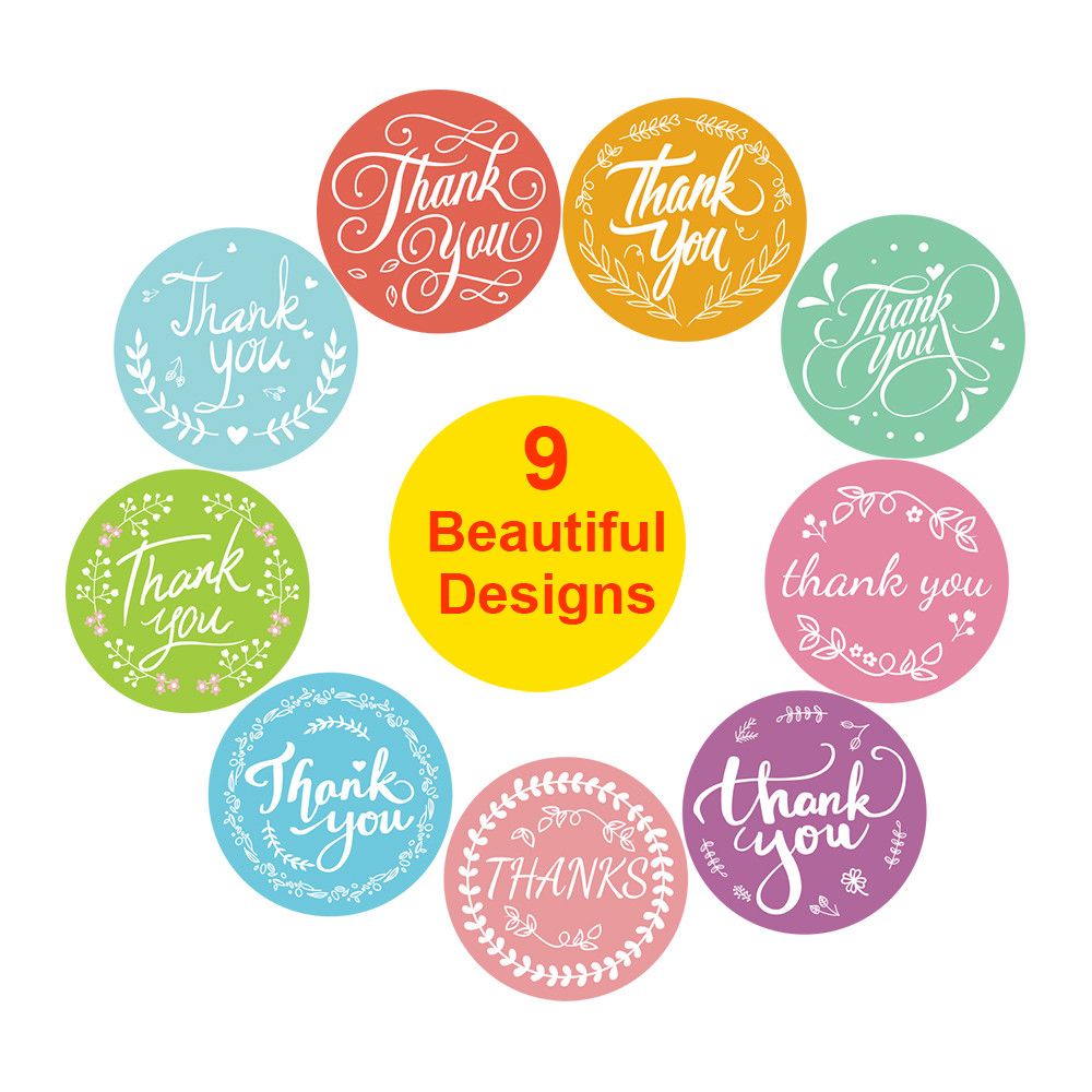 Cuộn Nhãn Dán In Chữ Thank You / Cầu Vồng / Mặt Trời Độc Đáo Trang Trí Quà Tặng