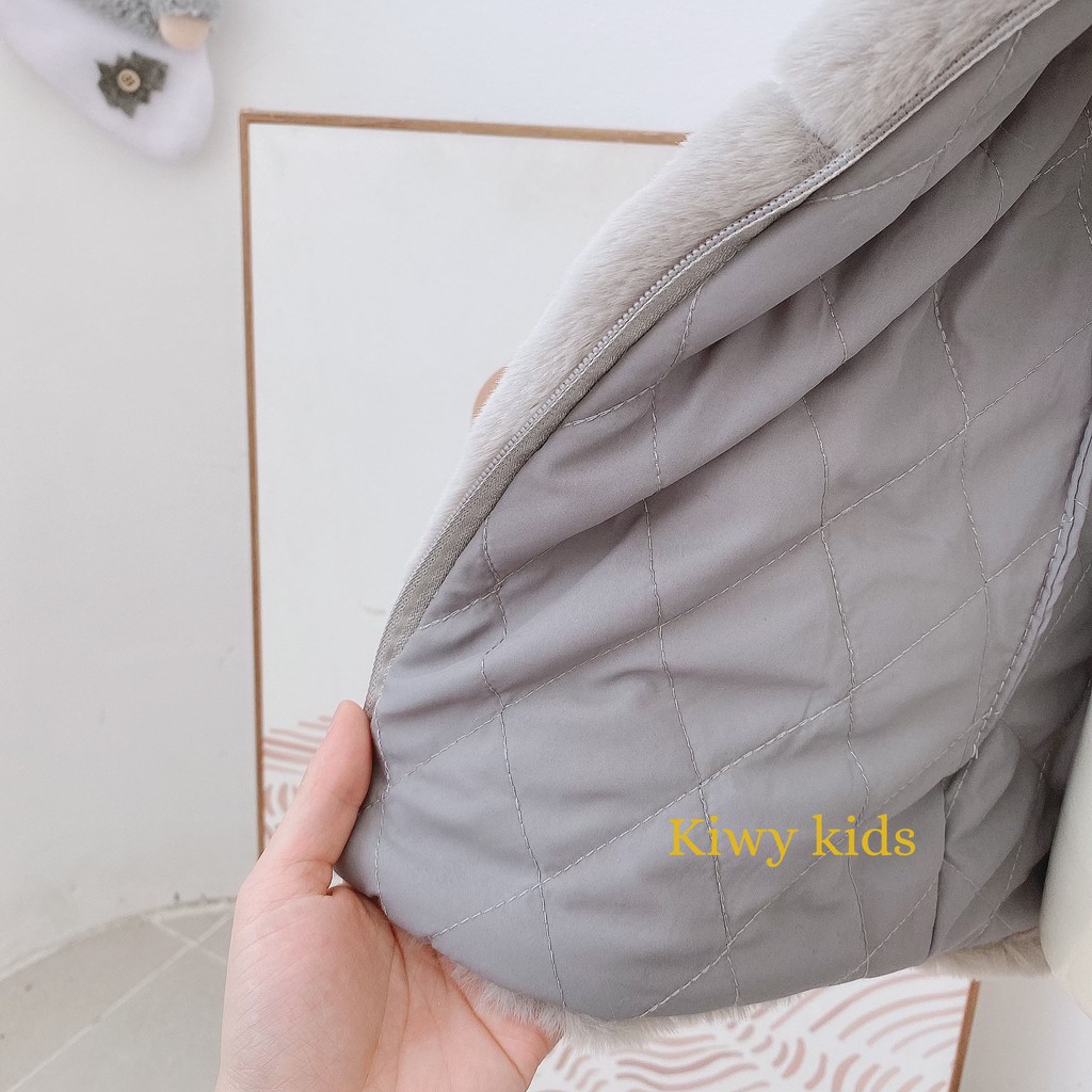 Áo khoác lông GILE KIWY KIDS kèm túi siêu đáng yêu Kids44 cho bé gái từ 1 đến 6 tuổi
