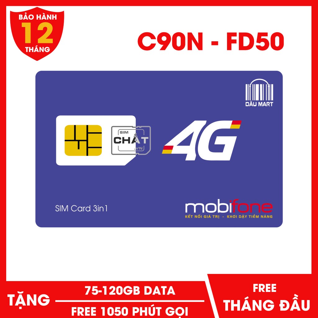 SIM 4G Mobifone C90N và FD50 Tặng 75-120GB và FREE 1050 Phút Gọi / Tháng chỉ từ 50.000đ / Tháng